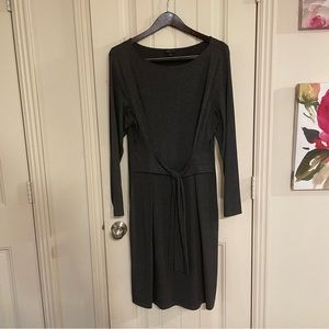 J. Jill Dress Long Sleeve Grey Stretch Tie Front - Like New ☀️